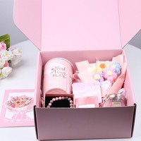 Nouvel arrivage Coffret cadeau de luxe Tasse serviette Bougie aromathérapie Coffret cadeau fête des mères Cadeau d'anniversaire avec boîte en papier rose