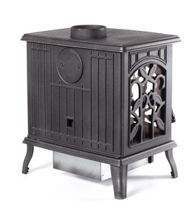 <span class=keywords><strong>Poêle</strong></span> <span class=keywords><strong>à</strong></span> <span class=keywords><strong>bois</strong></span> de style français. Vue sur le feu de trois côtés. Cheminée en fonte. - Product Image 5