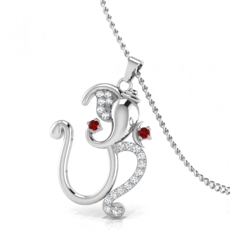 Silver Plated Lord Ganesh and Om Silver Pendant For Man and Woman Charm Pendant All Silver Pendant With Loop