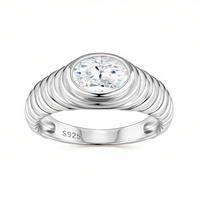 Nuovi stili di moda gioielli a prezzo di fabbrica nuovo anello placcato in oro rodiato placcato da donna in argento Sterling Moissanite anello pepita
