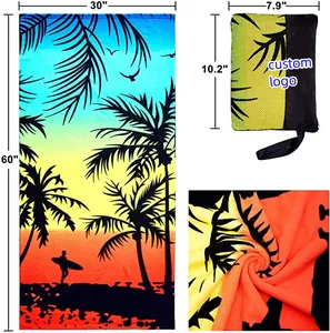 Custom Design Double Side Recycled Print Microfiber Suede Or Waffle Beach Towel High Quality Professional Supplier Hot Sell