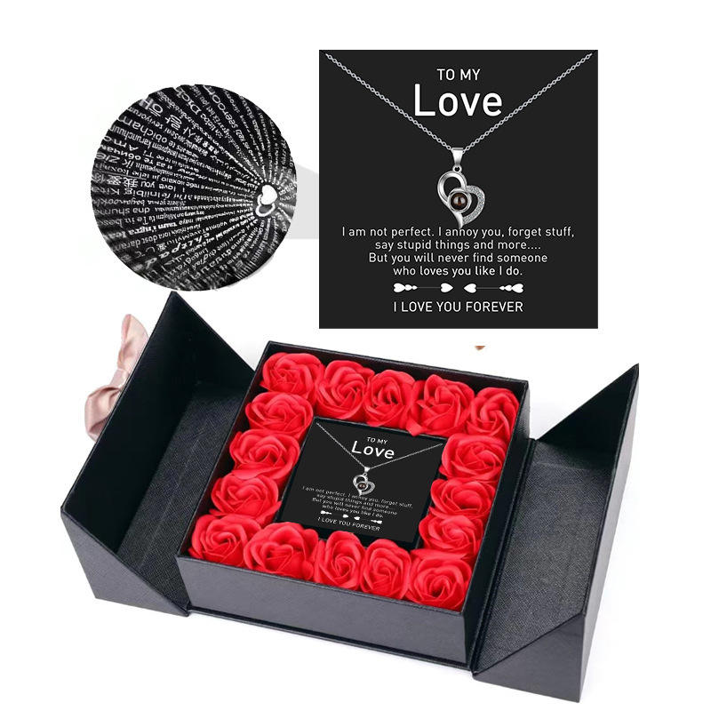 Necklace (Silver) + Card Bow Box