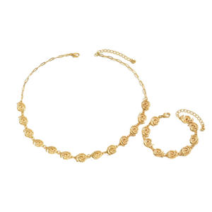 Jewelry <b>Set</b> Retro Simple Gold Circular Swirl <b>Bracelet</b> <b>Necklace</b> <b>Set</b> Fashion Girl's Jewelry Gift - Product Image 5
