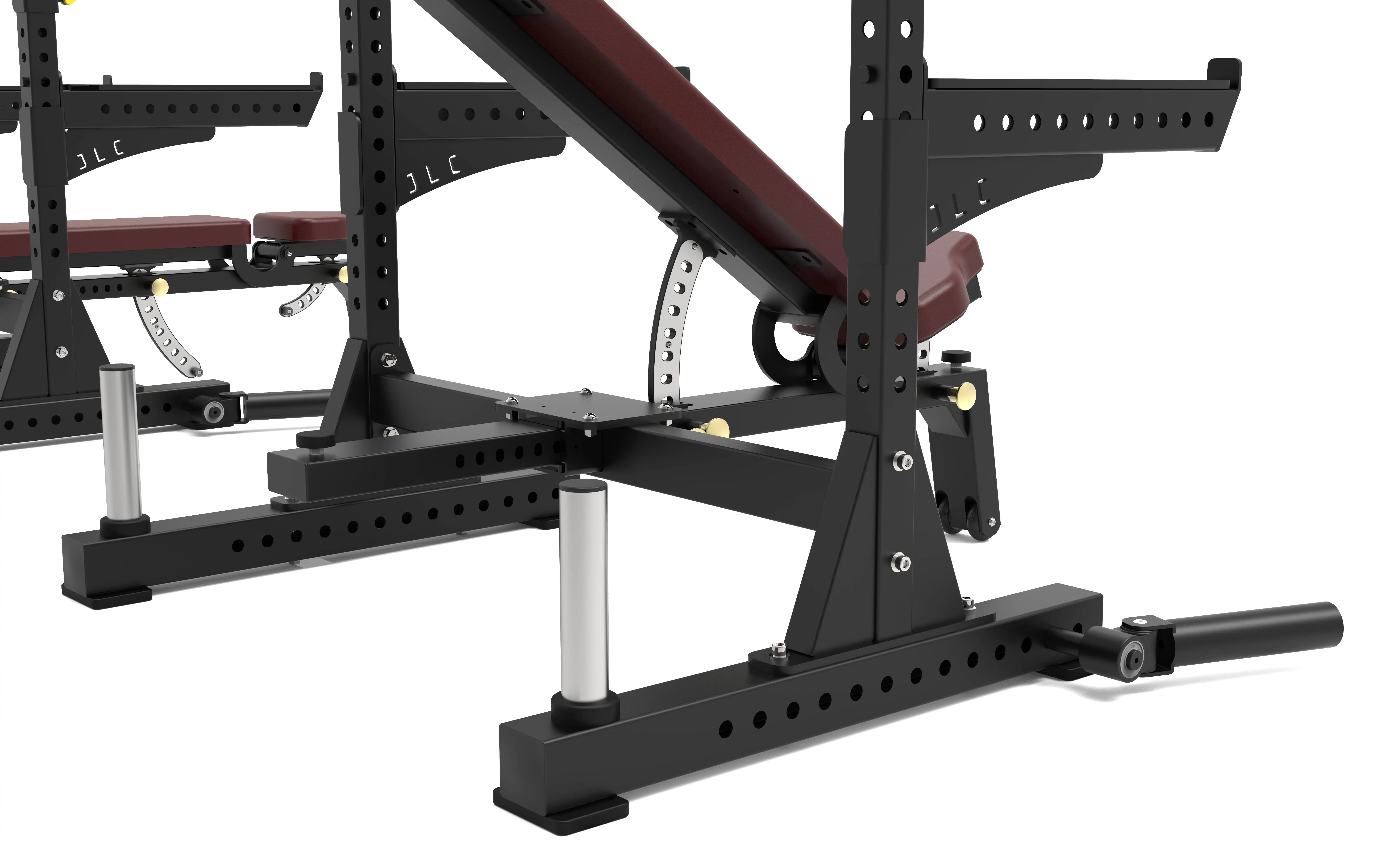 Multifungsi penurunan berat bangku datar latihan berat OEM Gym dapat disesuaikan bangku tekan angkat berat rak Kombo jongkok unik