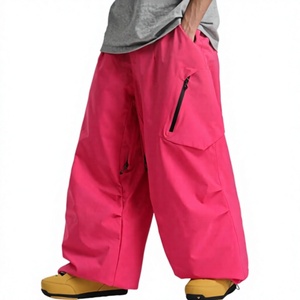 Pantalon de ski unisexe rose imperméable avec poches zippées et coupe large pour adultes - Product Image 1