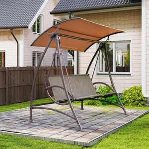 Sillón Columpio de Exterior de 3 Plazas con Hamaca Tipo Luna, Toldo, Gazebo y Pérgola <span class=keywords><strong>para</strong></span> Patio, Balcón o Terraza de Villa - Product Image 1