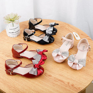 Summer New Girls' Sandals Bow Medium <strong>and</strong> Large Children's Leather Shoes <strong>Hook</strong> <strong>and</strong> <strong>Loop</strong> Princess Style Little Girl Shoes - Product Image 5