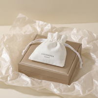 Sacs en coton avec cordon de serrage, logo imprimé personnalisé, ruban bleu marine, emballage pour bijoux et produits de beauté, pochette en coton recyclé écologique