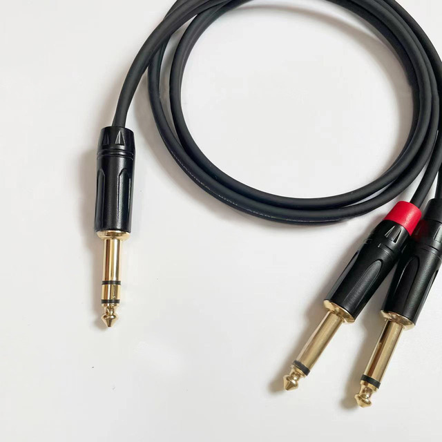 6.35mm TRS Audio Cable 6.35mm TRS Male To Dual 6.35mm TS Male Stereo Y Splitter Insert Cable Mono Breakout Cable Audio Cord