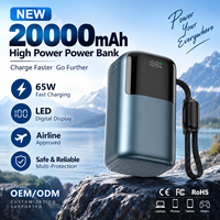 Station d'alimentation haute capacité avec câble intégré, charge rapide PD 65W, écran LCD numérique, chargeur portable, OEM ODM, vente en gros