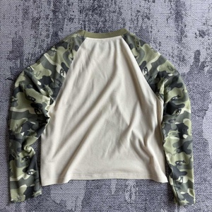 Camisetas Masculinas Personalizadas de Alta Qualidade com Impressão de Logo por Transferência Térmica, Camiseta de Manga Longa com Gola Waffle e Estampa Camo para Homens - Product Image 2