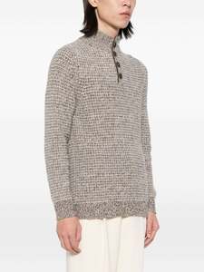 Pull tricoté personnalisé pour hommes en mélange de laine d'hiver Pull à col semi-haut Pull épais à 1/4 boutons Pull pour hommes - Product Image 2