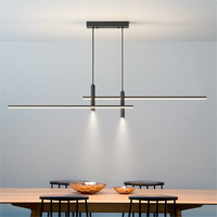 Luminaire suspendu moderne minimaliste de haute qualité pour salle à manger, bar, chambre à coucher, luminaire suspendu noir tendance, lustre LED long