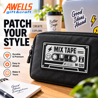 Patch en caoutchouc 3D personnalisé en forme de cassette, emblème pour merchandising musical, accessoires vestimentaires et marques de mode AWELLS