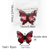 Serie de San Valentín, Pegatinas Decorativas de Mariposas Doradas Brillantes, Pegatinas de Pared de Mariposas Tridimensionales, Juego de 6