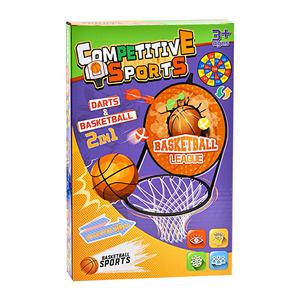Support de basket-ball suspendu 2 en 1 Jouets pliants en tissu Jeu de fléchettes avec pompe de basket-ball Jeu de sport intérieur et extérieur - Product Image 1