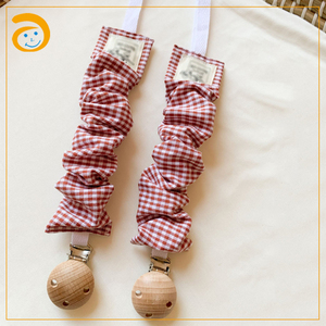 Clip de algodón seguro para chupete de bebé, soporte ecológico de <span class=keywords><strong>tela</strong></span> y madera para chupete de recién nacido, cadena para chupete, regalo para baby shower - Product Image 3