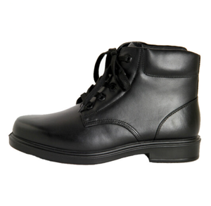 Bottes en cuir noir HPA0112 à tige haute, en cuir de buffle lisse, pour le bureau, formelles, de sécurité, style cowboy - Product Image 2