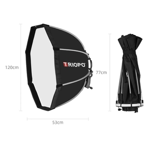 Support de boîte à lumière octogonale pliable Triopo <span class=keywords><strong>Ks120</strong></span> de 120 cm avec poignée pour flash Godox Yongnuo - Product Image 3