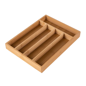Bambou Cuisine Tiroir Organisateur Argenterie Ustensiles Plateau Titulaire avec Compartiments pour Couverts - Product Image 3