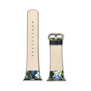 Correa de patrón Floral para iWatch, banda de cuero estampado para <span class=keywords><strong>Apple</strong></span> <span class=keywords><strong>Watch</strong></span> series 7/6/5/4, 44mm, 38mm, 42mm - Product Image 4