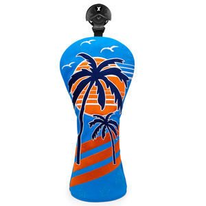 Nouvelle conception de housse de tête de club de golf en cuir PU imperméable avec logo brodé, motif cocotier, pour driver, fairway et hybride - Product Image 2