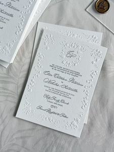 Luxury Wedding Invitation Card Letterpress <b>Printing</b> Elegant Design 600gsm Pure Cotton <b>Paper</b> for High-End Wedding Ceremony - Product Image 2