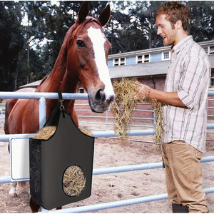 Bolsa de heno para caballos, de tela Oxford negra, para alimentación lenta, para uso en establos. - Product Image 4