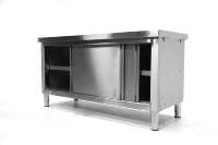 Armoire de cuisine, équipement de restaurant, table en acier inoxydable avec porte coulissante