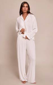 Conjunto de Pijama Personalizado de Algodón de Alta Calidad para Mujer, Ropa de Dormir de Bambú, Suave y Transpirable, Fabricante Mayorista OEM ODM - Product Image 6