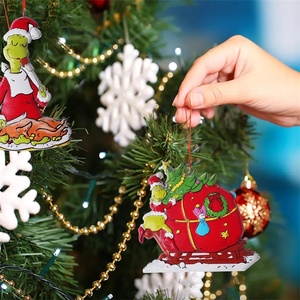 Adornos Navideños Planos 2D de Lindo y Divertido <span class=keywords><strong>Muñeco</strong></span> Verde, Decoraciones de Acrílico para Árbol de Navidad, Colgantes y Figuritas de Juguete para Navidad - Product Image 3