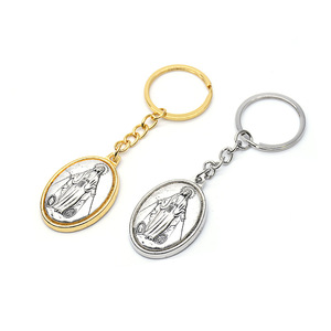 Llavero <span class=keywords><strong>Virgen</strong></span> Marí<span class=keywords><strong>a</strong></span>, artículos católicos, regalo para Conversus, llavero chapado en oro y plata, llavero de icono de Santo de Metal, oración - Product Image 1