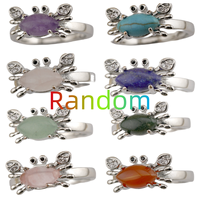 925 argent Sterling mignon crabe ouvert taille anneau pour les femmes délicat cristal pierre anneau bijoux fins été plage fête cadeau