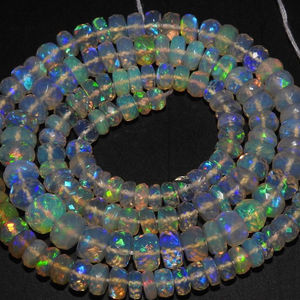 Opale éthiopienne facettes Rondelle perle Multi Flashy feu pierre lâche collier fait main naturel 8 pouces brin 4-6MM environ - Product Image 1