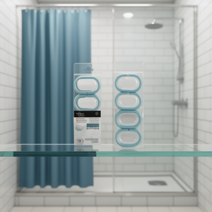 Homeera Shower Curtain Hooks 4x2x15.5cm Morandi Blue PS Material Durable Minimalist Design Bathroom Accessory - Product Image 2