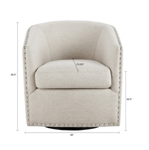 Fauteuil pivotant OE HOME Tyler, fauteuil moderne réglable en hauteur avec appui-tête, revêtement en velours pour salon et bureau à domicile - Product Image 4