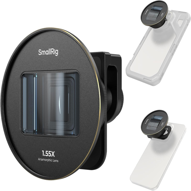 For SmallRig 1.55XT Anamorphic Lens for Phone 2.76:1 Widescreen Cinematic Blue Flare Lens for T-mount Phone Cage 3578B