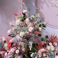 Personnalisez la fleur artificielle de mariage rose, ensemble d'arrangement floral rose vif de chemin de fleur de rangée de décoration de mariage