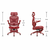 Chaise de bureau ergonomique en maille de nylon avec siège rembourré, appui-tête 5D, accoudoirs 5D en PU, repose-pieds rétractable à double tige pour bureau à domicile