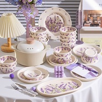 Service de vaisselle en céramique pour fête de mariage, assiettes plates rouges, bol à soupe, vaisselle en porcelaine, ensemble de vaisselle de table