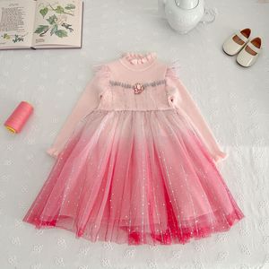 Ropa para Niña, Otoño Invierno, Nuevo Suéter de Punto de Algodón de Manga Larga, Vestidos de Princesa con Tul para Fiesta de Cumpleaños - Product Image 5