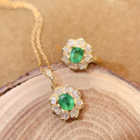Perhiasan Klasik Sederhana Perak Sterling 925 Berlapis Emas 18k Zamrud Alami/Fanta Garnet Berkualitas Tinggi Set Pertunangan Wanita
