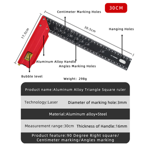 Nuovo Design quadrato 300/400mm con manico in alluminio/righello quadrato professionale per la lavorazione del legno - Product Image 6
