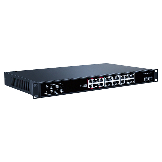 HORACO 26 Port Gigabit POE Switch QoS VLAN Support 2 Gigabit Uplink SFP Ports 300W/400W Hub Internet Splitter 1U Rackmount Metal