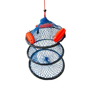 Ba vòng nhựa tráng Hoop Net tôm hùm Tôm Cua Tôm giữ lưới đánh cá với PVC Float kích thước tùy chỉnh - Product Image 1