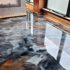 Suelo Decorativo con Efecto Metálico de Mármol, Textura de Mármol Natural, Epoxi Metálico, Colores y Patrones de Vetas Personalizables - Product Image 3
