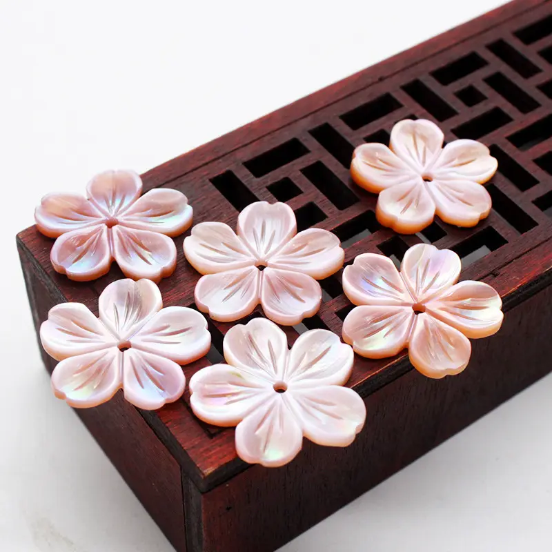 20mm/28mm fleur de Sakura sculpté nacre coquille gravée fleur de coquille rose perles en vrac pour la fabrication de bijoux