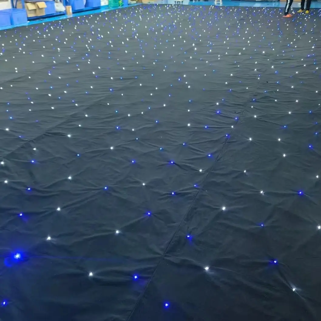 Düğün sahne için zemin kumaş ışık Led yıldızlı perde Dmx kontrol tavan lambası Decorationpopular