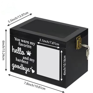 Urne funéraire en bois pour animaux de compagnie, personnalisable avec logo, noire, verrouillable, avec fente <span class=keywords><strong>photo</strong></span>, pour cendres de <span class=keywords><strong>chien</strong></span> ou chat – Meilleure vente - Product Image 5