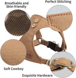 ドッグリーシュ付きプルドッグハーネスなし、軽量ペットハーネスベスト、ソフトアジャスタブルチョークエスケーププルーフなしかわいいドッグハーネス - Product Image 3